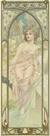 ALPHONSE MUCHA (1860-1939). [TIMES OF THE DAY.] Group of four decorative panels. 1899. Each approximately 41x14 inches, 104x36 cm. [F.